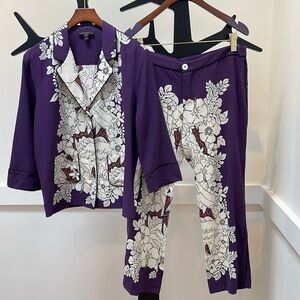 Authentic LOUIS VUITTON purple silk Pajama set size 40 & 44